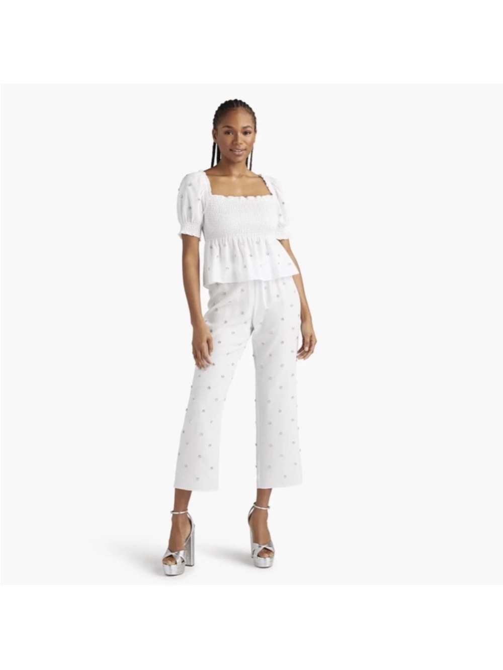 Hill House Embroidered White Jewel Jammie set - Picture 2 of 7